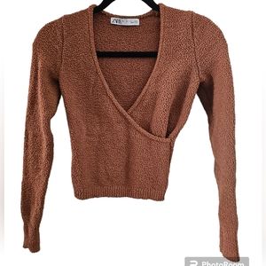 ZARA Knit Sweater Wrap Top Sz S